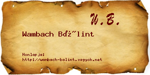 Wambach Bálint névjegykártya